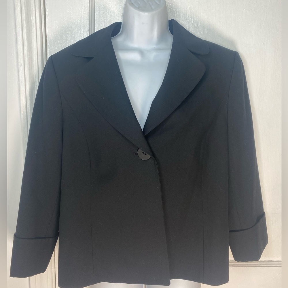 Alex Marie 14 Black Career Business 3/4 Sleeve One Button Blazer